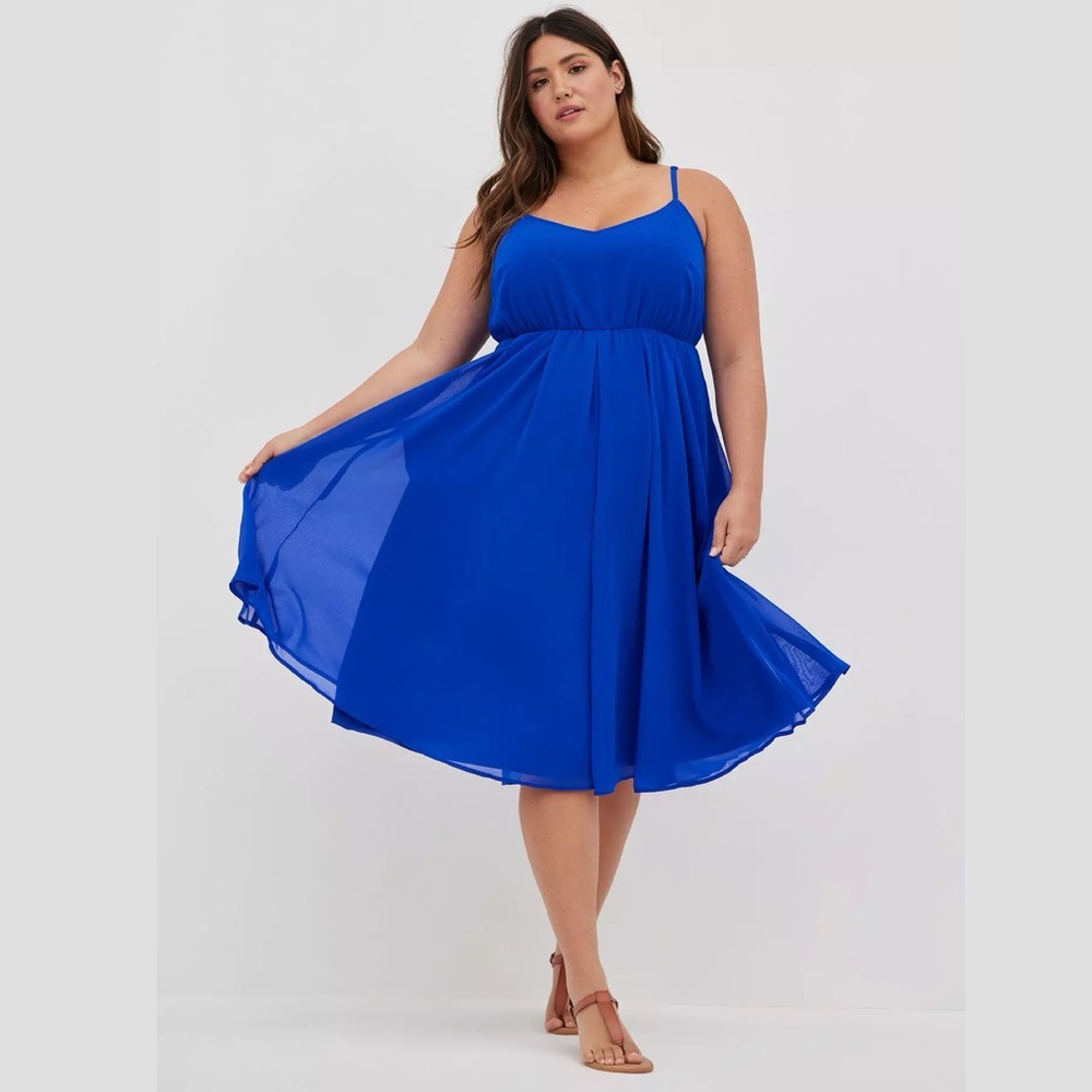 Torrid Midi Chiffon Pleated Dress 1X (14-16)